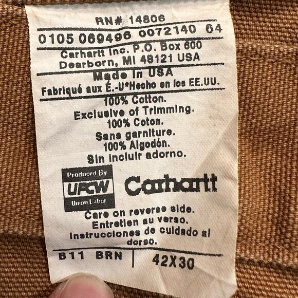 Vintage Carhartt Mens 42 x30 Golden Tan Work Pants Made in the USA - Picture 3 of 4